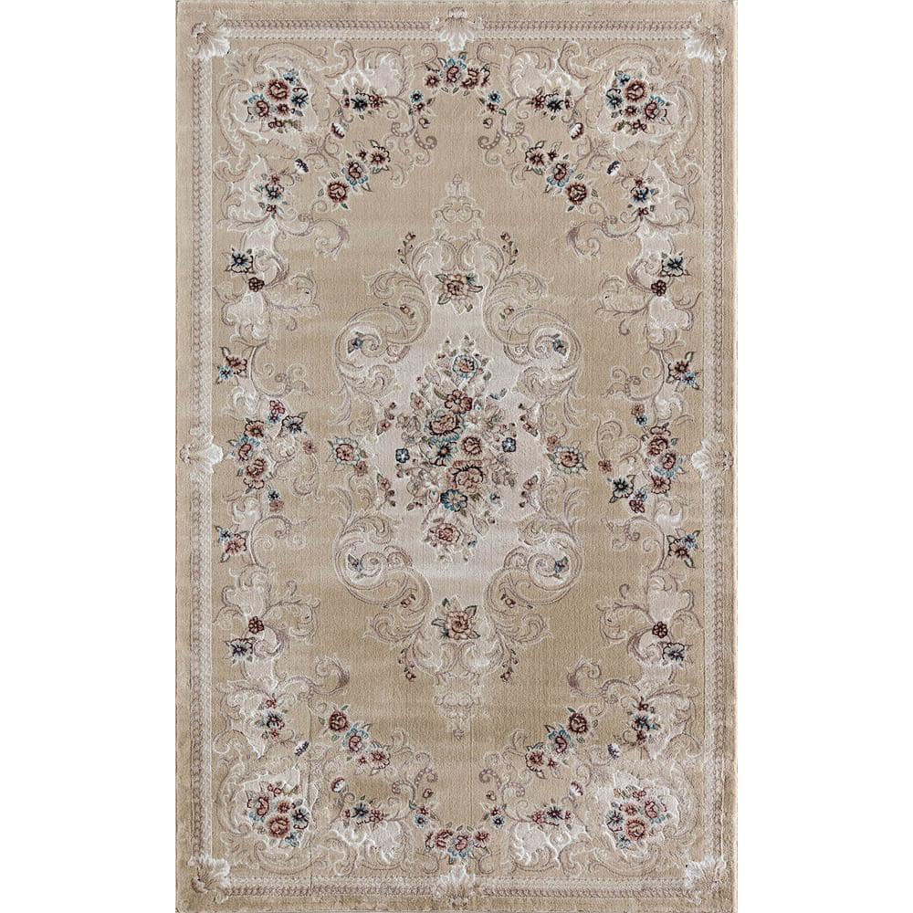 Reversible Round Blue Synthetic 60" Stain-Resistant Area Rug