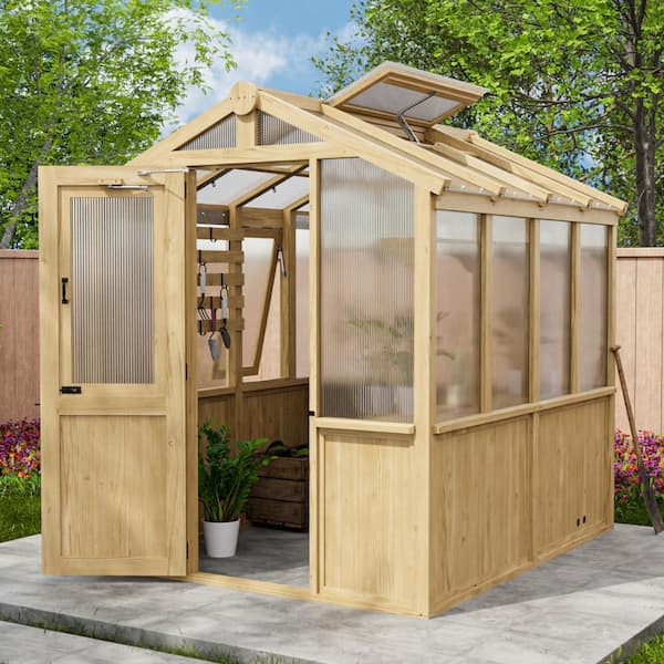 EAGLE PEAK 6.7 ft. W x 7.8 ft. D x 7.7 ft. H Wood Greenhouse with