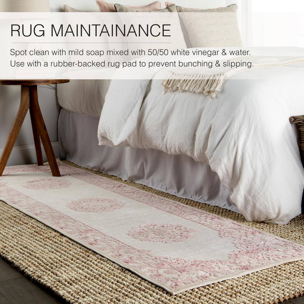 Gray Medallion Tufted Rectangular Wool-Chenille Blend Rug