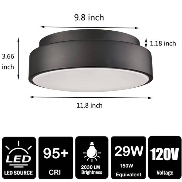 CLAXY 12.99 in. 0-Light Black Flush Mount with No Glass
