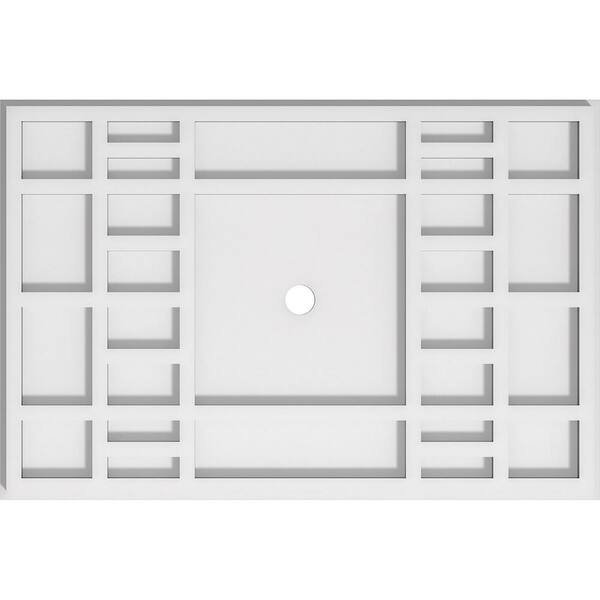Ekena Millwork 20 in. W x 13-3/8 in. H x 1 in. ID x 1 in. P Beaux Architectural Grade PVC Contemporary Ceiling Medallion