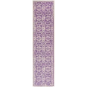 Cambridge Purple/Ivory 3 ft. x 6 ft. Geometric Medallion Runner Rug