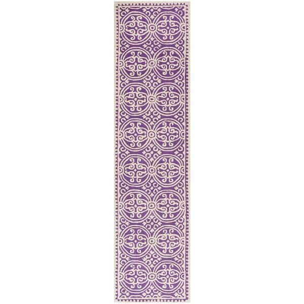 SAFAVIEH Cambridge Purple/Ivory 3 ft. x 6 ft. Geometric Medallion Runner Rug