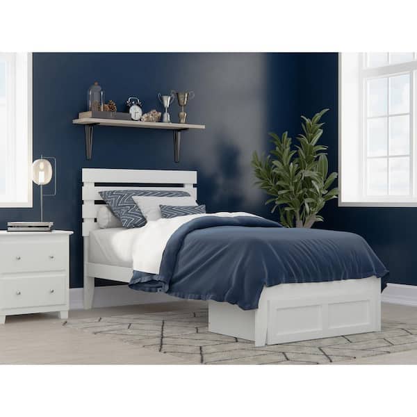 AFI Oxford Twin Extra Long Bed with Foot Drawer and USB Turbo Charger in White