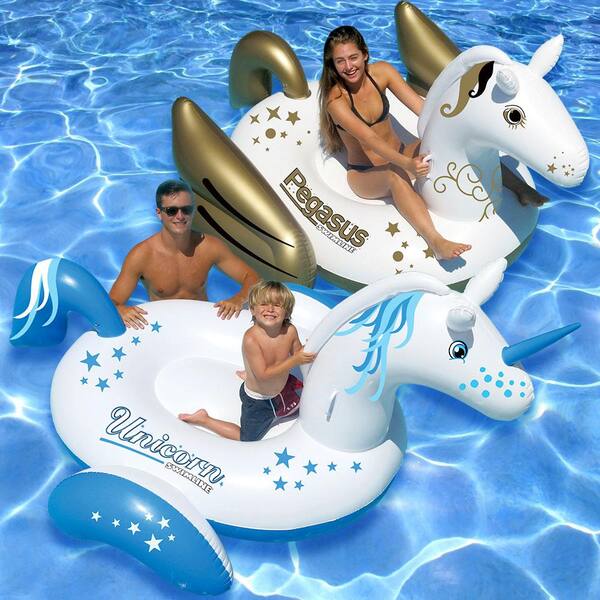 Swimline Giant Ride-On Pegasus and Ride-On Unicorn Swimming Pool Float Combo (2-Pack)