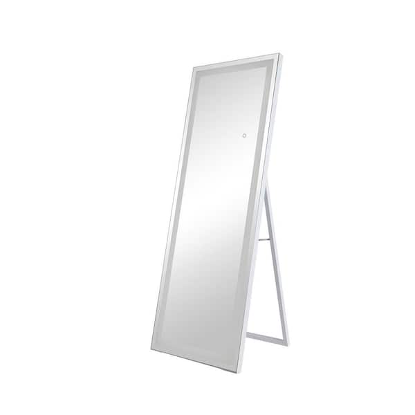 Cesicia 23.5 in. W x 65 in. H Rectangular Silver Full Length Floor Mirror with LED Light Dimmable