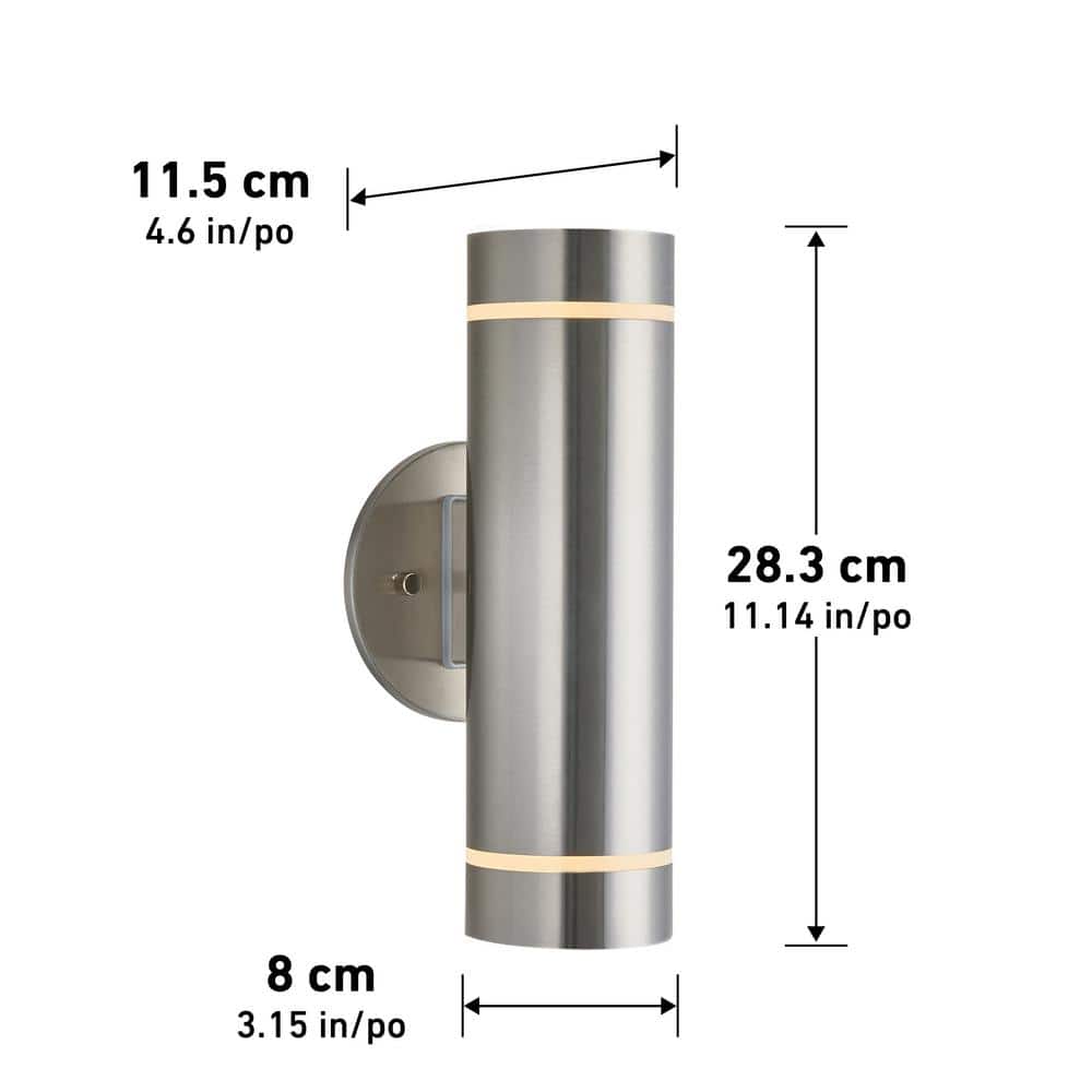Modern Stainless Steel Cylinder Wall Sconce with Frosted Glass
