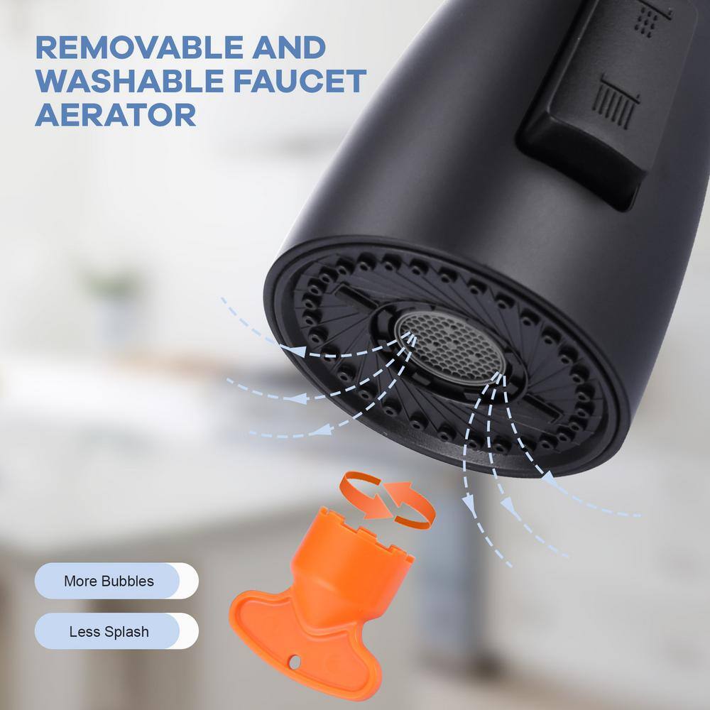 Matte Black ABS 3-Function Pull Down Kitchen Faucet Sprayer with Adapter Kit