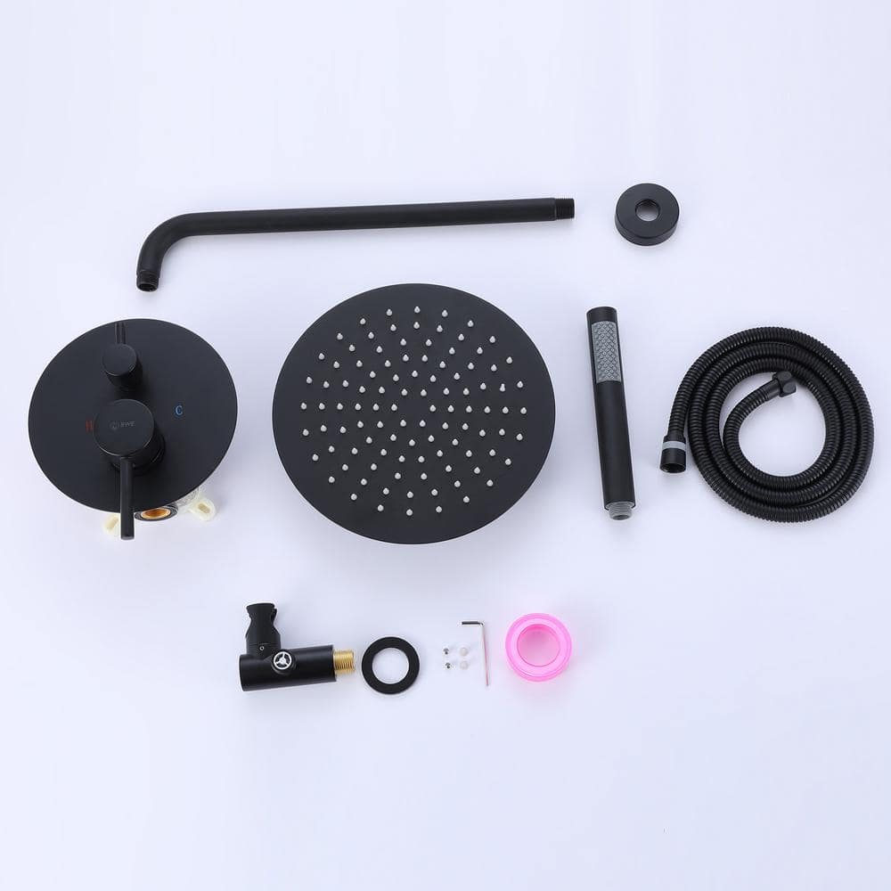 Matte Black Stainless Steel Multi-Head Rain Shower Faucet Combo
