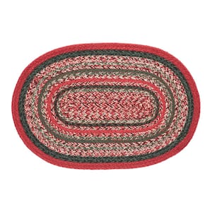 Forrester Indoor/Outdoor 13 in. x 19 in. Red Green Cream Oval PET Placemat