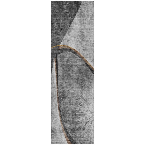 Dream Shag Premium Machine Washable Abstract ADS701 Gray 2 ft. x 7 ft. Runner Rug