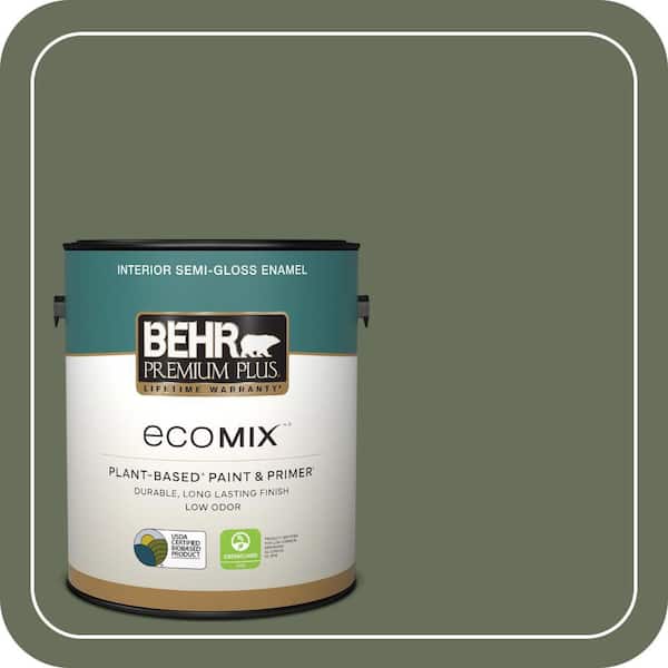 1 gal. #N390-6 Laurel Garland Semi-Gloss Enamel EcoMix Plant-Based Interior Paint & Primer