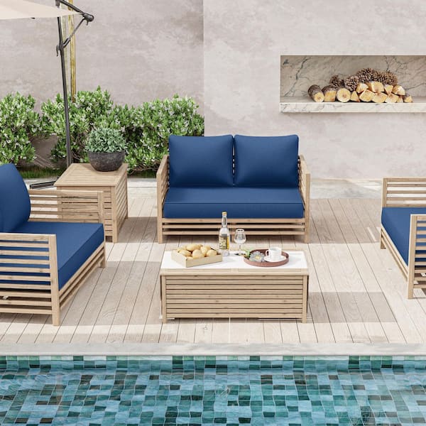 46 in. x 26 in. Outdoor Patio Replacement Loveseat Cushion Set with Backrest Blue