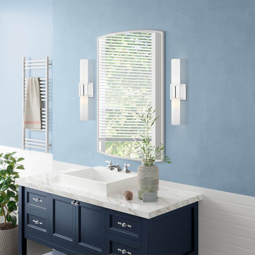 Aero Polished Chrome 2-Light Vanity with Etched Opal Glass