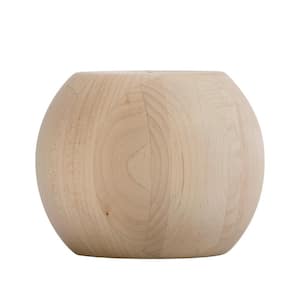 Large Round Bun Foot - 4 in. H x 4.875 in. Dia. - Furniture Grade Unfinished Maple Wood - Feet for Sofas, Beds, Stools