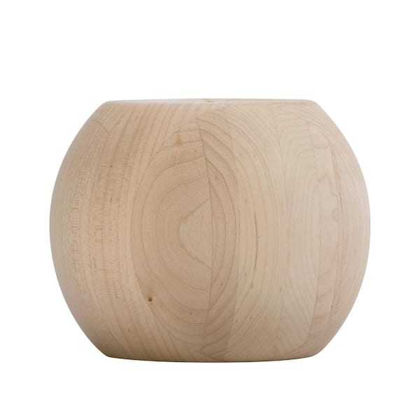 Waddell Large Round Bun Foot - 4 in. H x 4.875 in. Dia. - Furniture Grade Unfinished Maple Wood - Feet for Sofas, Beds, Stools