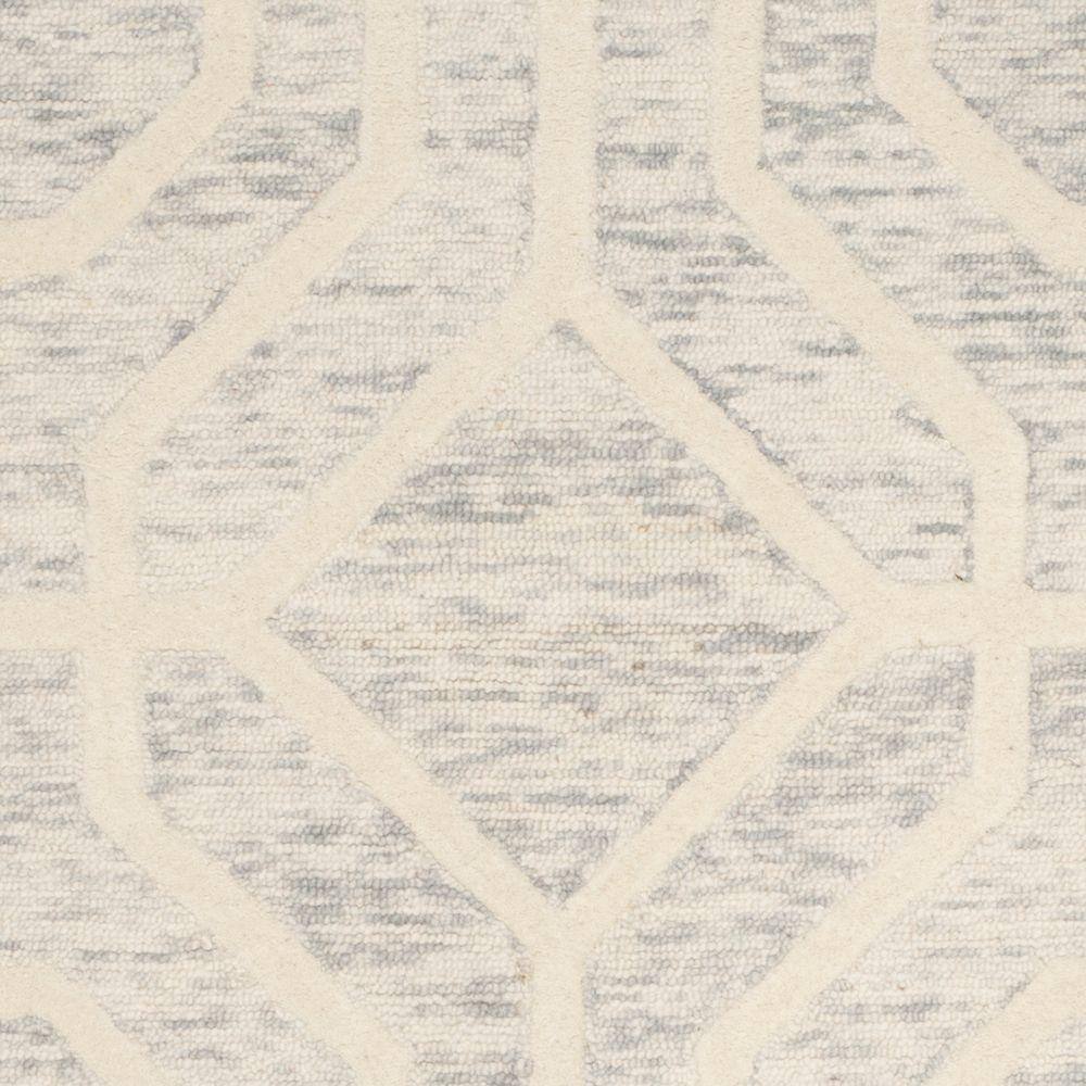Elegant Cambridge Light Grey & Ivory 5' x 8' Hand-Tufted Wool Rug