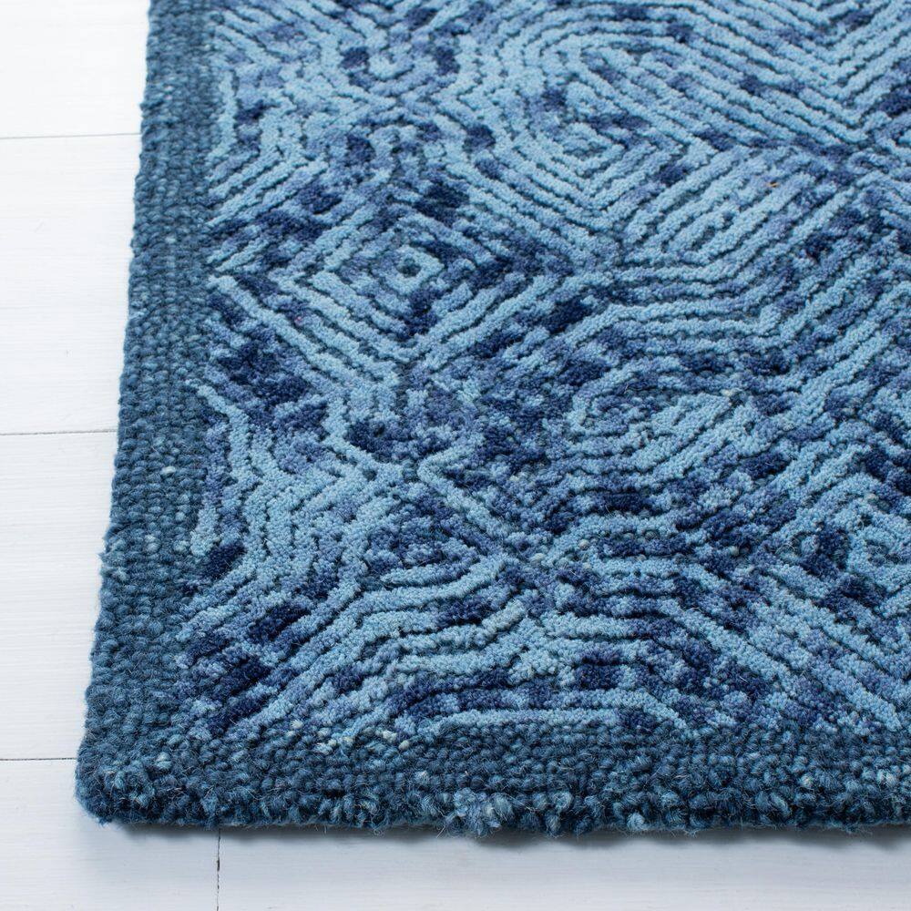 Silk Road Inspired Hand-Tufted Wool Rug in Luscious Blue - 5' x 8'