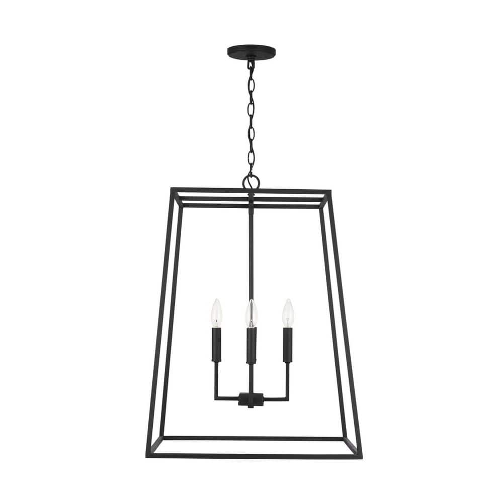 Clint 60-Watt 4-Light Black Iron Lantern Foyer Pendant Light with No Shade and No Bulbs Included price history on PriceWatchPro