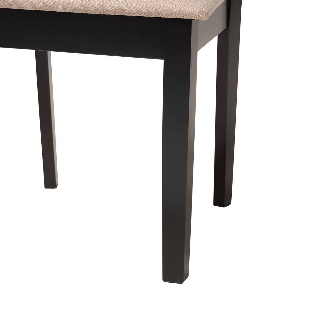 Abigail Beige Fabric and Dark Brown Wood Dining Chair Set