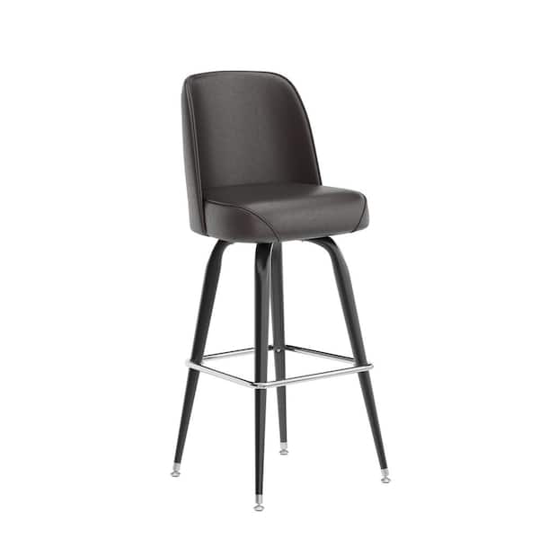 James Commercial Grade 31 in. Metal Barstool with Dark Brown Swivel Bucket Seat