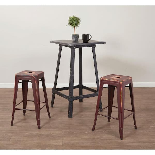 OSP Home Furnishings Bristow 26.25 in. Antique Red Bar Stool (Set of 4)