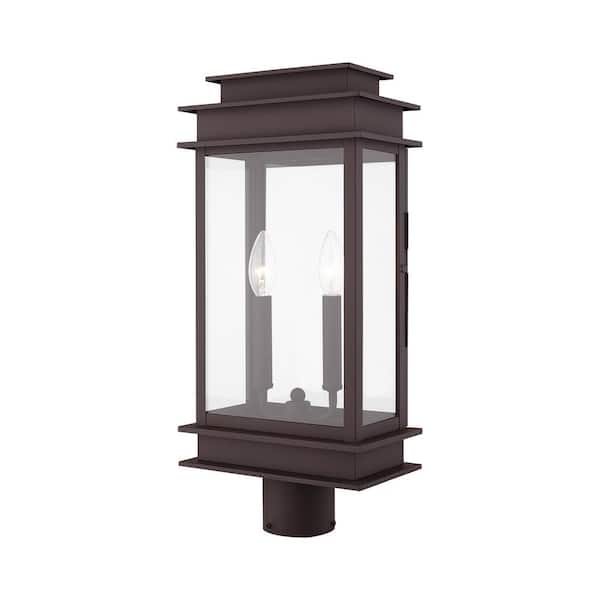 AVIANCE LIGHTING Stickland 20.5 in. 2-Light Bronze Cast Brass Hardwired Outdoor Rust Resistant Post Light with No Bulbs Included