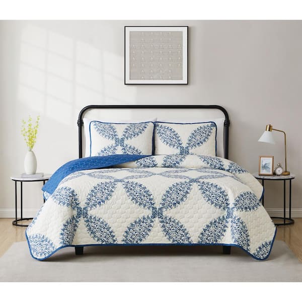 Abigail King 3 Piece Mulitcolor Microfiber Quilt Set