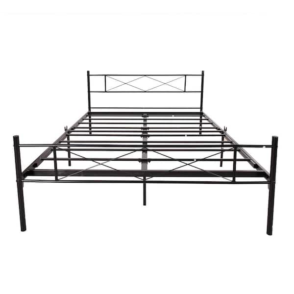 Unbranded 60.63 in. W Black Queen Size Metal Bed Frame with Headboard and Footboard Easy Assembly No Spring Needed