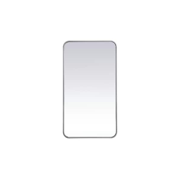 Unbranded Timeless Home 36 in. H x 20 in. W Silver Modern Soft Corner Rectangular Wall Mirror