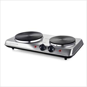 2 Burner 6 in. and 7 in. Stainless Steel Silver Hot Plate