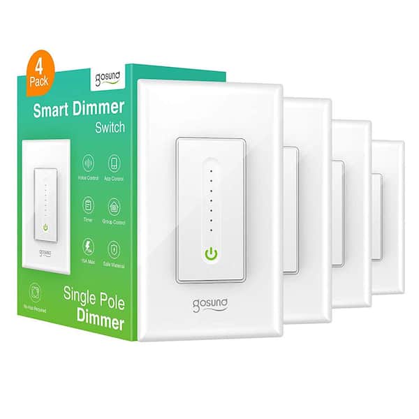 gosund Smart Voice Control Wi-Fi Dimmer Switch Works w/Google and Alexa, 4-Pack