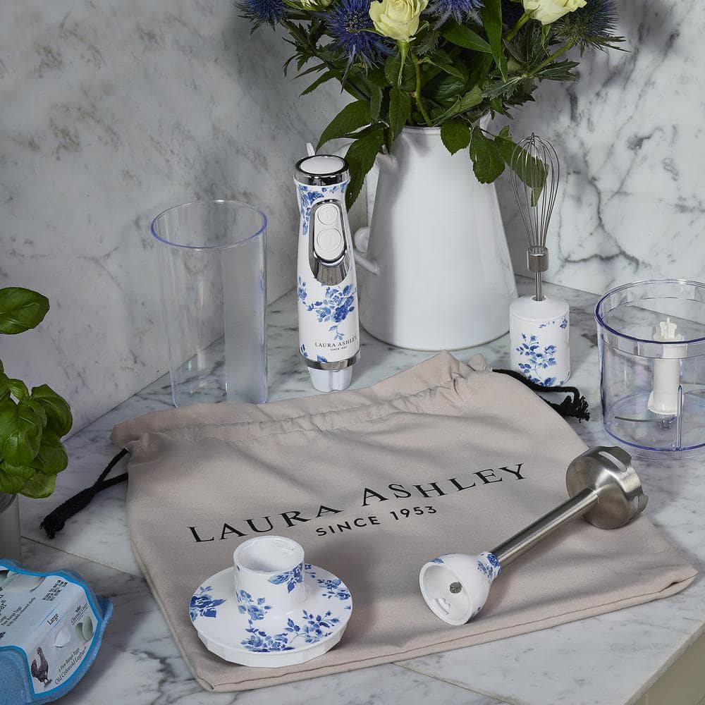 Laura Ashley White and Blue Floral 4-in-1 Immersion Blender Set