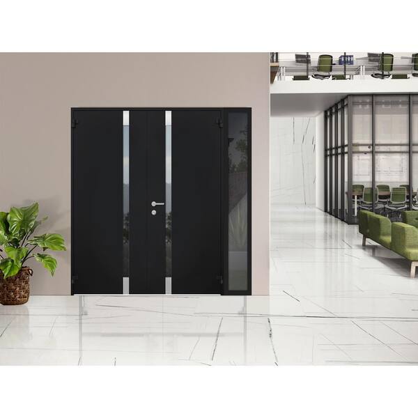Blackish House sideA、sideB VDOMDOORS Front Exterior Prehung Steel Door/Cynex 6777 Black