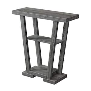 Newport 31.5 in. Weathered Gray Rectangle Wood V Console Table with Shelves