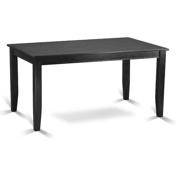 East West Furniture 5-Piece Black Finish Solid Wood Top - Rectangular Button Tufted Dining Room Set - Seats 4