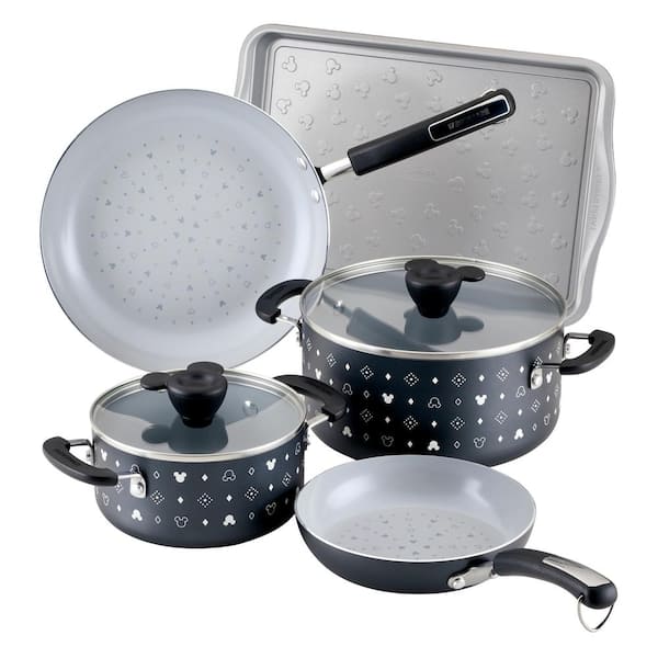 Disney 7-Piece Aluminum Nonstick Cookware Set in Black