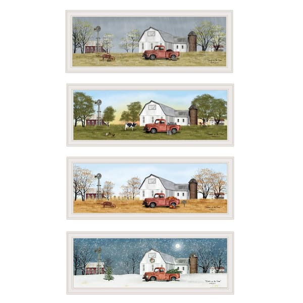 Afoxsos 4-Piece Vignette Framed Art Print 15 in. x 39 in. Modern Home Wall Decoration Art for Living Room