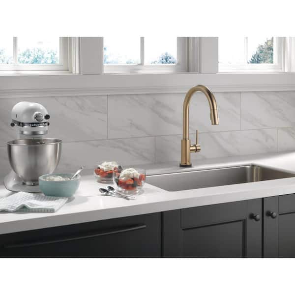 Trinsic Gold Touch Single Handle Pull Down Sprayer Kitchen Faucet (Google Asst, Alexa Compatible) in Champagne Bronze