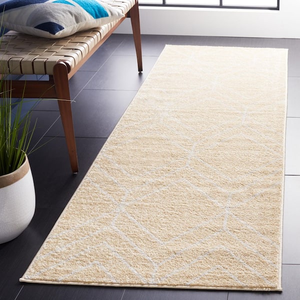 Adirondack 3 ft. x 8 ft. Gold/Light Gray Diamond Runner Rug