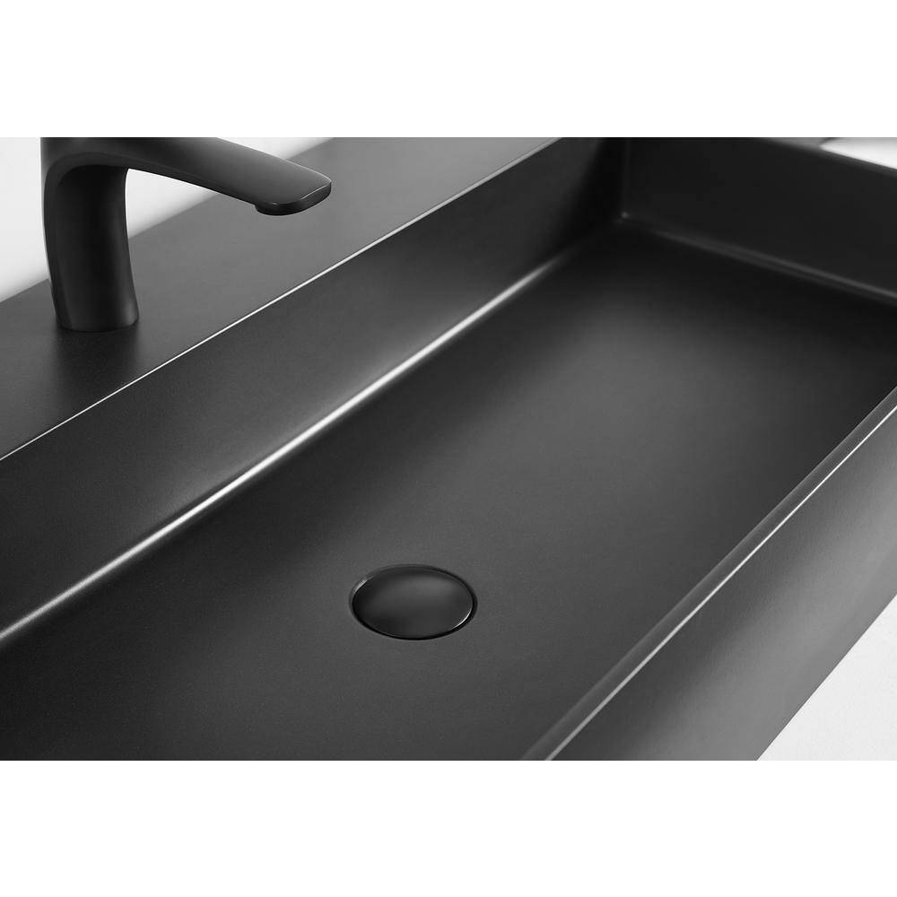 Matte Black Granite Wall-Mount Square Bathroom Sink