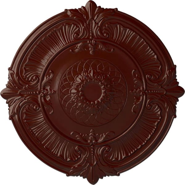 Ekena Millwork 2-1/2" x 39-1/2" x 39-1/2" Polyurethane Attica Ceiling Medallion, Brushed Mahogany