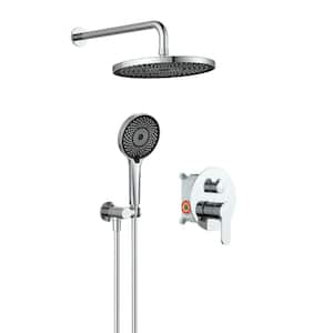 Single-Handle 3-Spray Round Ultra-thin Shower Faucet with 2 Way Pressure Balance Shower Valve Kit in Chrome