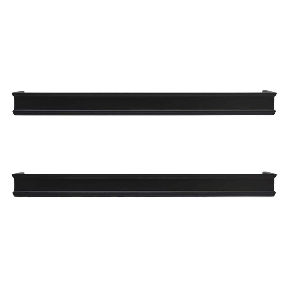 Melannco 4 In. W X 20 In. L Set Of 2 Traditional Chunky Shelves Black ...