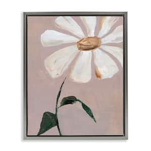 Single Daisy Sprig by Nikita Jariwala Gray Floater Frame Nature Graphic Art Print 31 in. x 25 in.