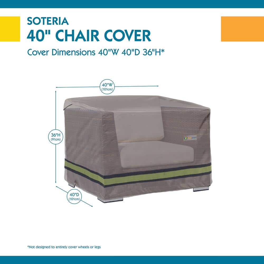 Soteria Waterproof Grey Polyester Patio Chair Cover, 40 Inch