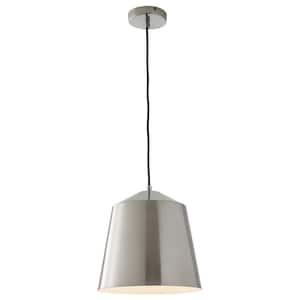 12.5 in. 1-Light Brushed Nickel Industrial Farmhouse Oversized Pendant Light Fixture with Metal Shade