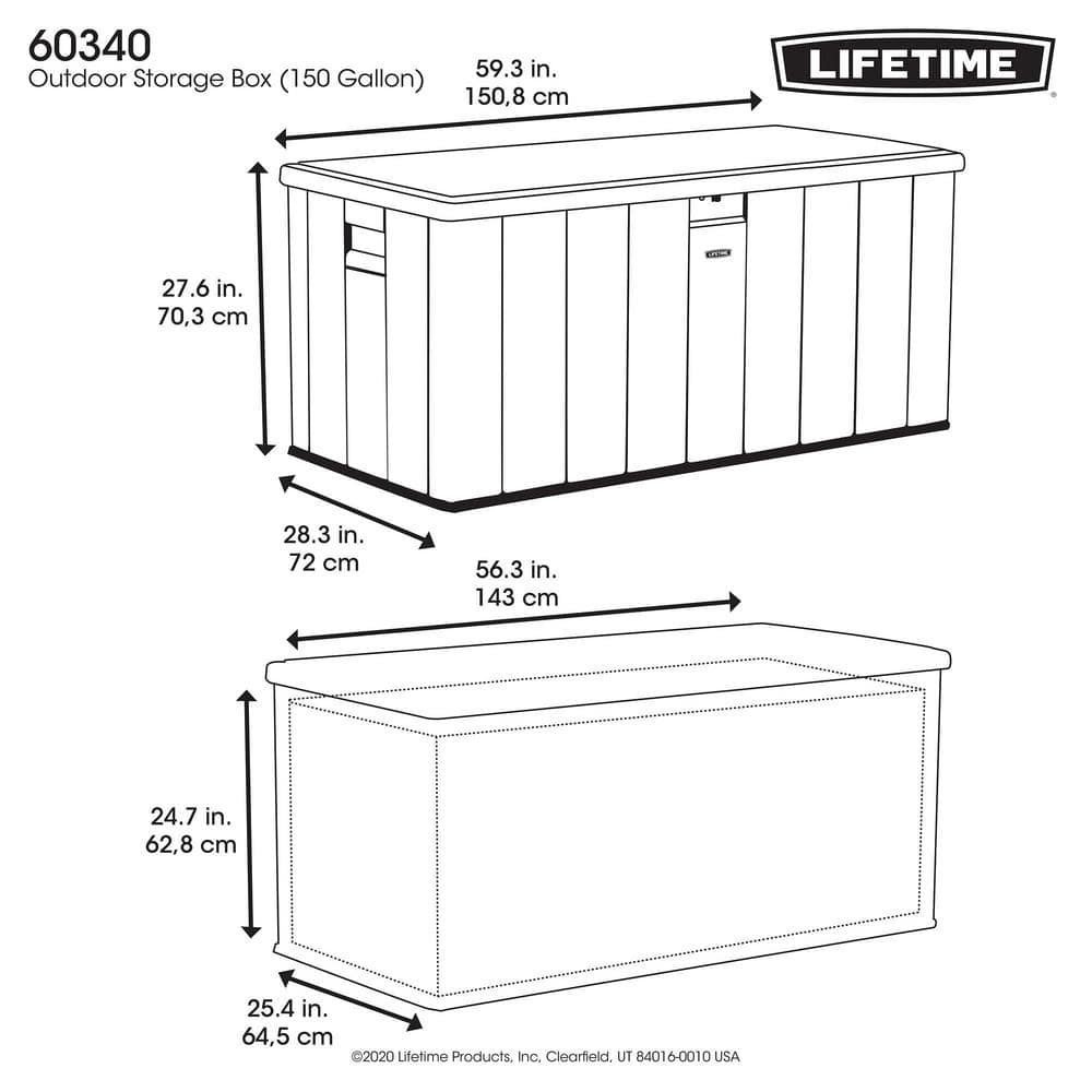 Gray Lockable Resin Deck Box and Bench 150 Gallon