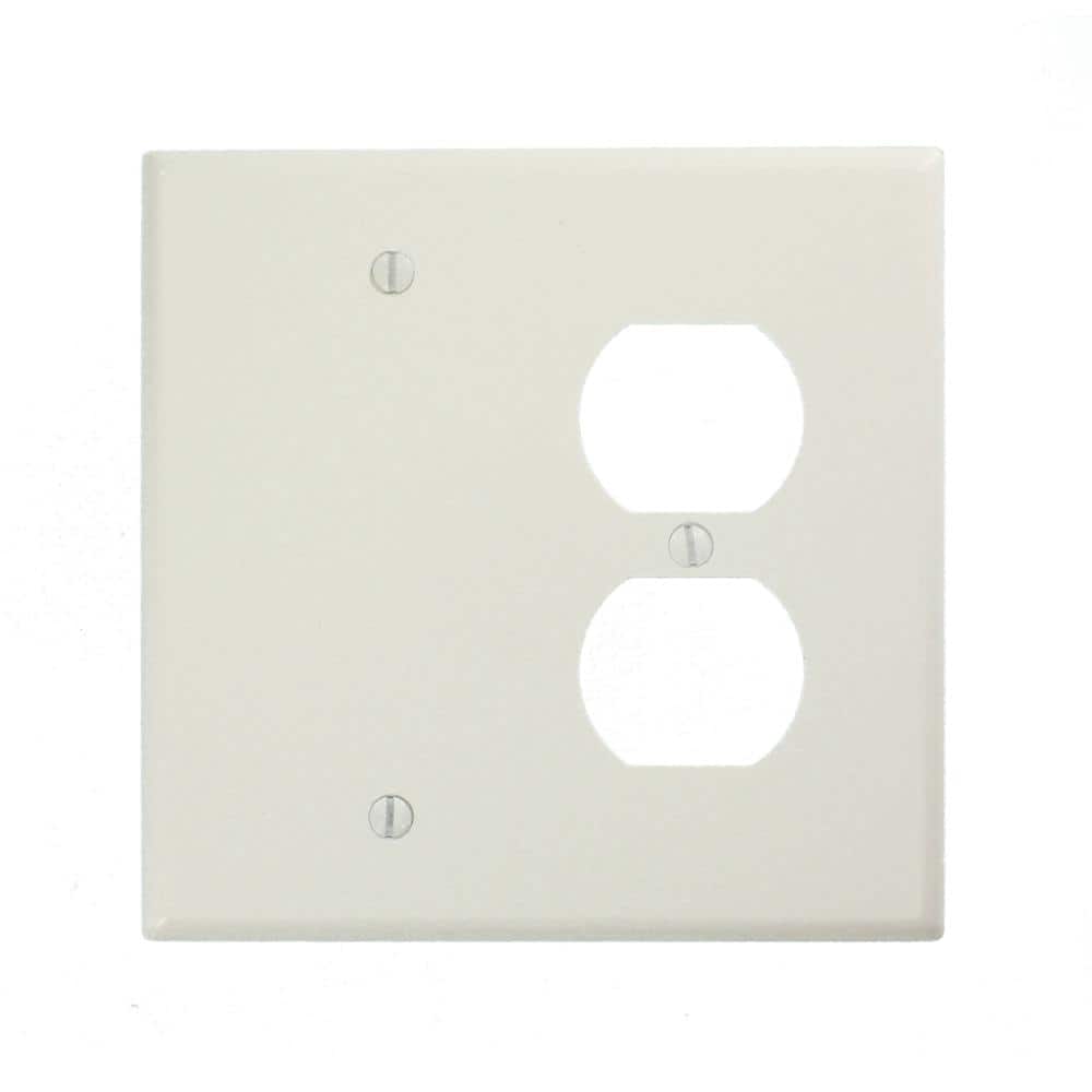 White Thermoset 2-Gang 1-Duplex 1-Blank Wall Plate
