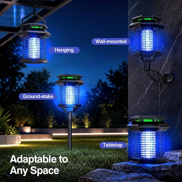 20-Watt Electronic Indoor/Outdoor Solar Bug Zapper Mosquitoes Insect Repellent with 2 Light Modes and 4 Ways to Use